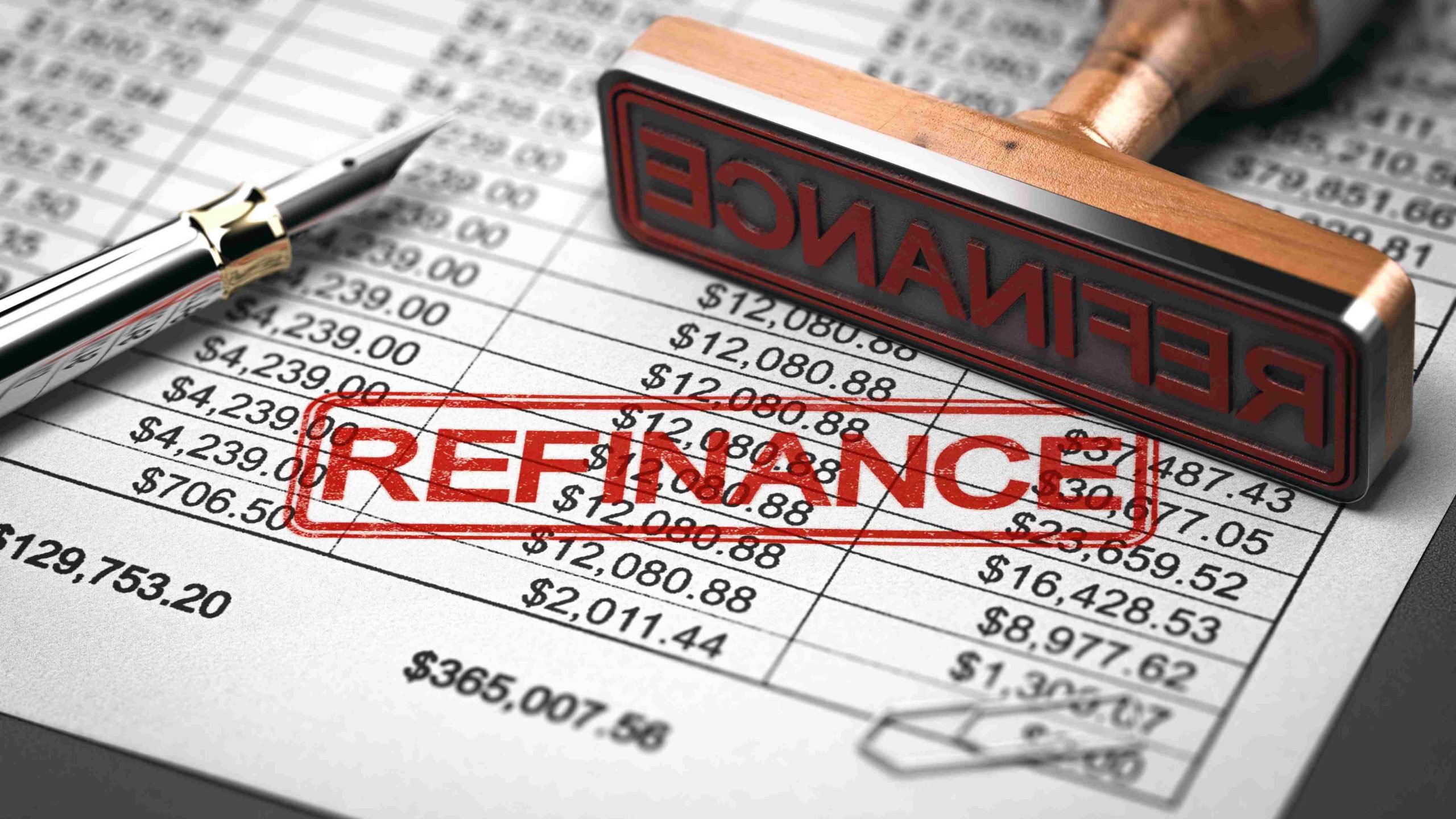 payment schedule with a refinance stamp on it